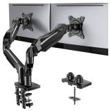 HUANUO Dual Monitor Stand, Fully Adjustable Gaming Monitor Desk Mount for 13-32 Computer Screens, Full Motion VESA 75x75/100x100 with C-Clamp & Grommet Base, Each Arm Holds 4.4 to 19.8 lbs