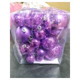 46 Pcs Purple Christmas Ball Ornaments, Shatterproof Christmas Tree Ornaments Set with Velvet Christmas Bows Decor, Vintage Xmas Decorations with Hanging Hooks in 3 Sizes(Small Medium Large)