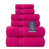 COZYART Hot Pink Bath Towel Set, Turkish Cotton Hotel Large Towel Bulk for Bathroom, Thick Bathroom Sets of 6 with 2 Bath Towels, 2 Hand Towels, 2 Washcloths, 650 GSM