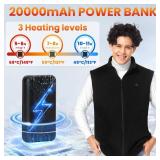 KUOFENV Heated Vest Women Men with 20000mAh Power Bank, Fleece Heating Vests for Cycling, Camping, Hiking & Hunting XL