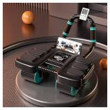 2025 New Ab Wheel Roller with Elbow Support - Automatic Rebound Abdominal Wheel Roller, The Upgraded Four-wheel Abdominal Wheel Core Workout Equipment Home Gym Abs Machine (Black)