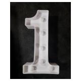 Pooqla Decorative Led Light Up Number Letters, White Plastic Marquee Number Lights Sign Party Wedding Decor Battery Operated Number (1)