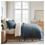 EverGrace Luxury Pearl Velvet Quilt Set Queen Size 3 Pieces, Soft Paisley-Stitch Velvet Comforter Set with Pillow Shams, Lightweight Bedspread Coverlet Bedding Set, Stormy Blue