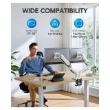 HUANUO Dual Monitor Stand - Full Adjustable Monitor Desk Mount Swivel Vesa Bracket with C Clamp, Grommet Mounting Base for 13 to 32 Inch Computer Screens - Each Arm Holds 4.4 to 19.8lbs - White