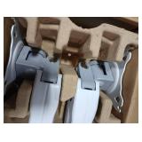 HUANUO Dual Monitor Stand - Full Adjustable Monitor Desk Mount Swivel Vesa Bracket with C Clamp, Grommet Mounting Base for 13 to 32 Inch Computer Screens - Each Arm Holds 4.4 to 19.8lbs - White