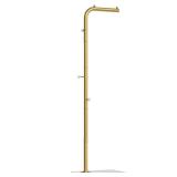 YATINEY L Shaped Glod Coat Rack, Metal Coat Tree, Modern Clothes Rack with 3 Hooks and Thickened Base, Floor Standing Coat Hanger Stand, for Entryway, Living Room, Cloakroom, Gold and White YM01DWY1