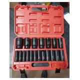 DISEN 19 Pcs 1/2 SAE Impact Socket Set, Deep Sockets 3/8- 1-1/2, 6-Point Cr-V & Alloy Steel, 1/2 Inches Drive Impact Socket Set,Rugged Construction, Enhanced Storage Case
