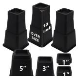 HANIHUA Adjustable Bed Risers 10 inch Heavy Duty (Set of 4), Oversized Furniture Risers 6 inch, 8 inch, Black Bed Lifts Risers for Table, Sofa, Desk, Bed Frame Risers Supports Up to 6,000 Lbs