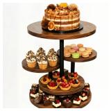 Cupcake Stand, Rotatable Wood Cake Stand, 4-Tier Cupcake Tower, Rustic Tiered Tray Stand for 50 Cupcakes, Dessert Table Display Set for Tea Party, Weddings, Birthday(Brown)