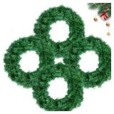 Christmas Wreaths for Front Door Outside, Wreaths for Christmas Decorations,12 Canadian Artificial Pine Christmas Wreath for Christmas Day Party,Unlit Wreaths for All Seasons (4, Green 12)