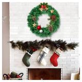 Christmas Wreaths for Front Door Outside, Wreaths for Christmas Decorations,12 Canadian Artificial Pine Christmas Wreath for Christmas Day Party,Unlit Wreaths for All Seasons (4, Green 12)