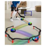 SPORTY PLAY Hockey Stick Handling Trainer Adjustable Hockey Training Equipment Set with Hover Soccer Ball, Mini Goal & Sticks Improve Skills & Coordination for Kids & Teens