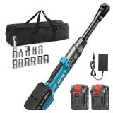 Extended Cordless Electric Ratchet Wrench: 66 Ft-lbs Power Ratchet Wrench 3/8, Brushless Motor, Variable Speed Trigger, 2 Pack 21V Batteries & Charger, 8 Sockets, 1/4& 1/2 Adapter, 3 Extension Bar