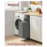 VASAGLE Laundry Hamper, Laundry Basket, Laundry Sorter with a Pull-Out and Removable Bag, Shelf, Metal Frame, 12.4 Gallons (47 L), 16.5 x 11 x 29.5 Inches, Slate Gray and Charcoal Gray UBLH001G01