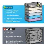 Marbrasse 6 Tier Paper Organizer Letter Tray - Mesh Desk File Organizer with Handle, Paper Sorter Organizer for Letter/A4 Office File Folder Holder - Black