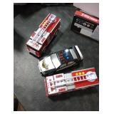 Liberty Imports 3-in-1 True Hero Emergency Rescue Vehicles Kids Toy Cars Playset - 2 Fire Trucks and Police Car with 3-Button LED Light and Sound Effects