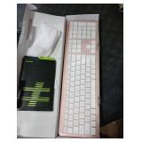 Wireless Keyboard and Mouse Combo - Full Size Slim Thin Wireless Keyboard Mouse with Numeric Keypad 2.4G Stable Connection Adjustable DPI - Rose Gold & White
