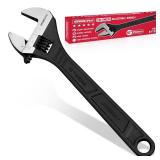 SEDY 10-Inch Adjustable Wrench, Black Oxide Finish Wide Jaw Spanner with Inch/Metric Scale, Premium Drop Forged Steel for Automotive Plumbing and Household Repairs