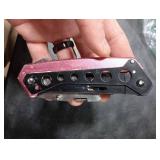 KAMBOLLY Pink Box Cutter Knife, Folding Utility Knife, 6 in 1 Razor Pocket Utility Knives Multitool with Clip, Screwdriver, Saw, Safe Lock, Work Knives, EDC Gadgets Gifts for Men Women