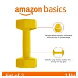 Amazon Basics Vinyl Coated Dumbbell Hand Weights, 2 Pounds, Pair, Yellow