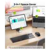 seenda Wireless Bluetooth Keyboard and Mouse Combo, COE401 Rechargeable Slim Keyboard Mouse, 3 Multi-Device Connection, Compact Quiet Set Compatible for Mac/Windows Laptop MacBook iPad, Black Gray