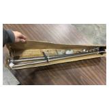 YunNephele Ceiling Curtain Rod 56-108 inch Nickel Brushed,Adjustable Metal Single Window Curtain Rods Set,1 inch diameter Hanging/Wall Mount Drapery Rod - Retail: $0