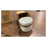 LE TAUCI Ramekins 6 OZ, Ceramic Souffle Dishes, Oven Safe Custard Cups for Baking, Creme Brulee, Pudding, Dessert, Microwave & Dishwasher Safe, Set of 6, White - Retail: $0