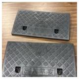 QWORK PVC Curb Ramp 2 Sets, 19.2\" L x 10.6\" W x 3.54\" H for Wheelchairs, Motorcycles, and Vehicles, 2000lbs Load Capacity, All-Weather, Textured Surface - Retail: $0