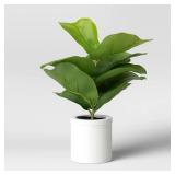 Set of 3 15\" x 10\" Artificial Fiddle Leaf Plant in Pot - Thresholdâ¢: Lush Greenery, Ceramic Base