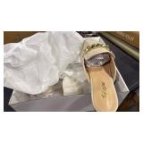 EasySmile Metal Chain Decor Flat Mules for Women Closed Pointed Toe Slip on Loafers Slides Backless Mules Shoes 7.5  - Retail: $0