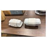2pc Porcelain Butter Dish White - Thresholdâ¢: Butter Holder, Microwave & Dishwasher Safe, 4 Volume Capacity