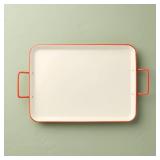 Powder-Coated Metal Rectangular Serving Tray Cream/Orange - Hearth & Handâ¢ with Magnolia - Retail: $30