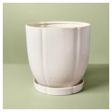 11.25\" Stoneware Indoor/Outdoor Planter Pot with Saucer Cream - Hearth & Handâ¢ with Magnolia - Retail: $50
