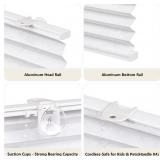 Tool-Free Cordless Pleated Shades with Suction Cups 41 3/4\" W X 64\" H, White 23372