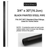 6 Pack 3/4 30" Pre-Cut Black Metal Pipe, Fits Standard 3/4 Black Threaded Pipe 28112