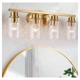Bathroom Vanity Light Fixtures Over Mirror, Seeded Hammered Glass 320354