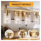 Bathroom Vanity Light Fixtures Over Mirror, Seeded Hammered Glass 320354