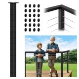 42\" Cable Railing Corner Post (Post 41\"x2\"x2\"), 90 Drilled Fixed Top Mount 341135