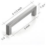 Ravinte 5 Pack 5 Inch Kitchen Square Cabinet Handles Satin Nickel Cabinet Pulls 16-51769