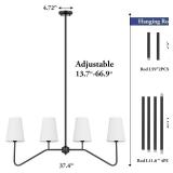 Linear Chandelier - Kitchen Island Lighting, 4 Light Black Chandelier 24686 - Retail: $140