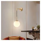 Frosted White Glass Wall Sconce Mid Century Modern Globe Ball Wall Light 47479