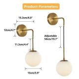 Frosted White Glass Wall Sconce Mid Century Modern Globe Ball Wall Light 47479