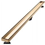 Linear Shower Floor Drain, Brushed Gold 48 Inch 304 Stainless Steel 110714 - Retail: $135