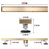 Linear Shower Floor Drain, Brushed Gold 48 Inch 304 Stainless Steel 110714 - Retail: $135