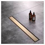 Linear Shower Floor Drain, Brushed Gold 48 Inch 304 Stainless Steel 110714 - Retail: $135