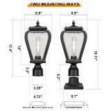 Exterior Post Lantern with Pier Mount Base, Waterproof Aluminum 270498
