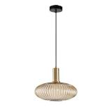 11.8\" Glass Pendant Light, Gold Copper Socket with Amber Glass Shade 410440