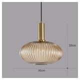 11.8\" Glass Pendant Light, Gold Copper Socket with Amber Glass Shade 410440