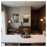 11.8\" Glass Pendant Light, Gold Copper Socket with Amber Glass Shade 410440