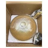 11.8\" Glass Pendant Light, Gold Copper Socket with Amber Glass Shade 410440